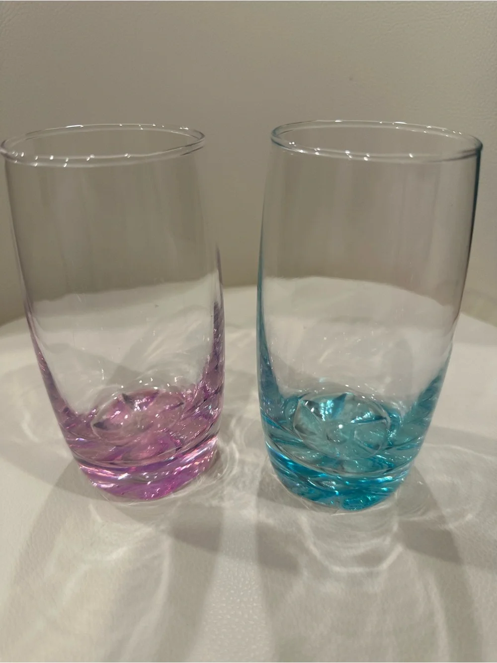 Colored Base Glass Tumbler - purple and Blue (Set of 2)